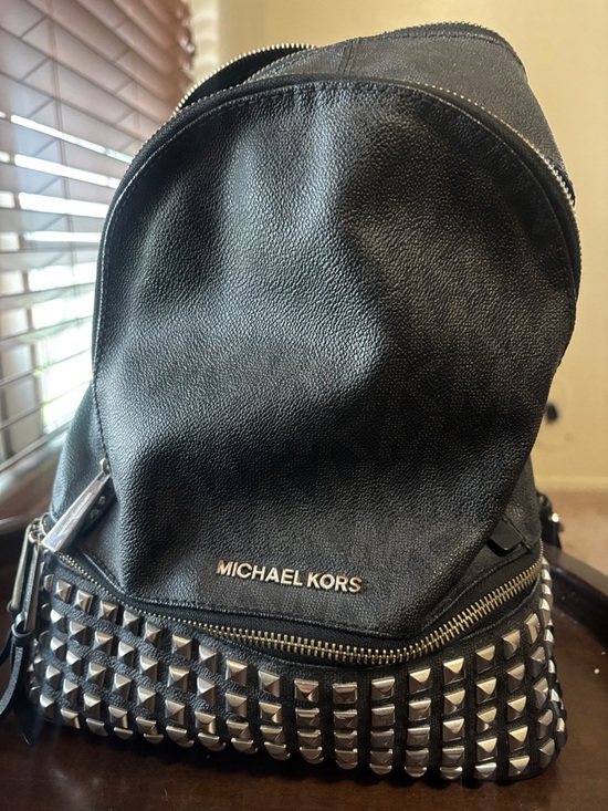 Michael Kors Handbags - Michael Kors Black Studded Backpack with Silver Accents